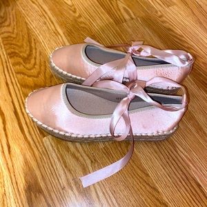 Pink ballerina silk espadrilles